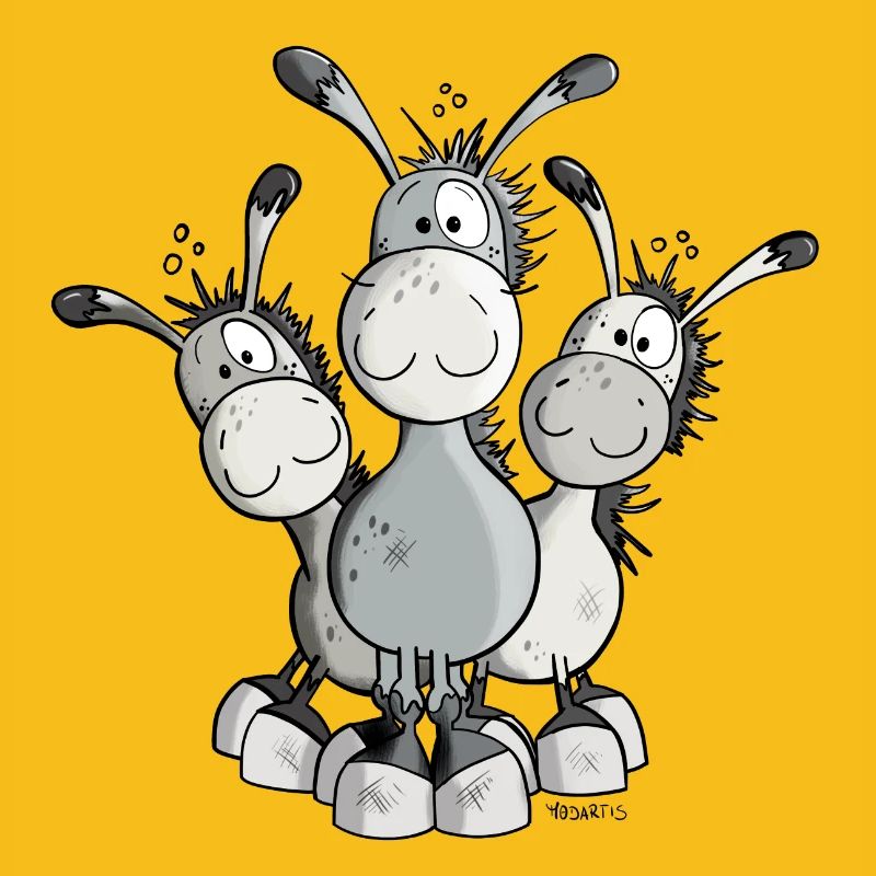 Three Cute Donkeys