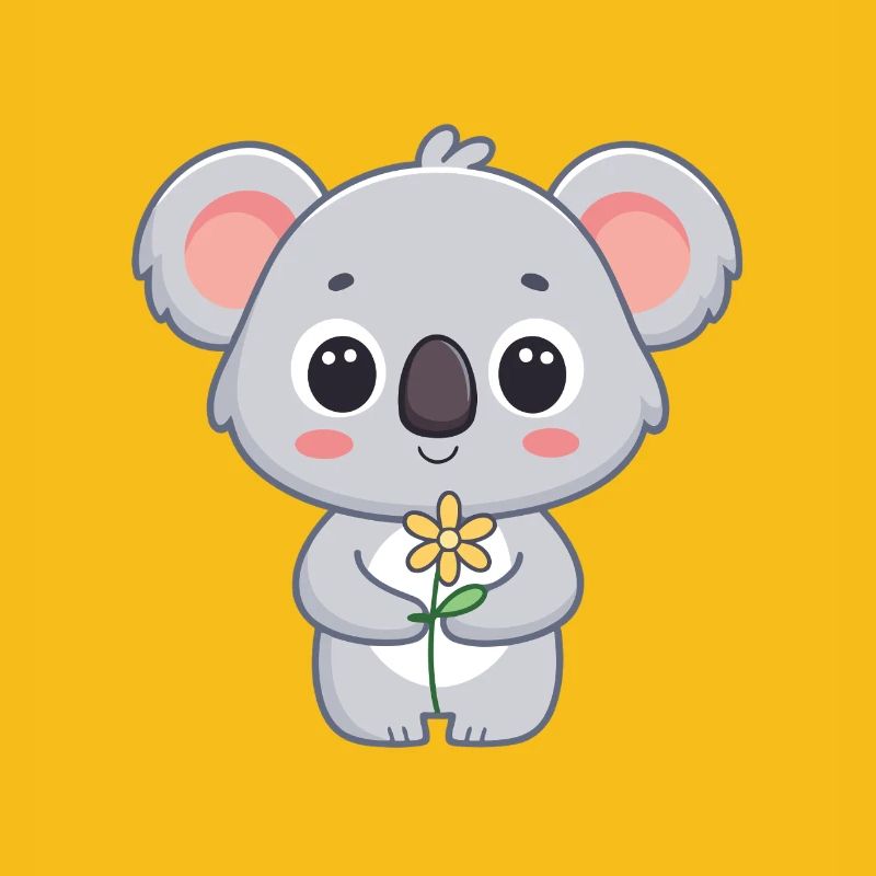 Koala mignon et fleur lumineuse