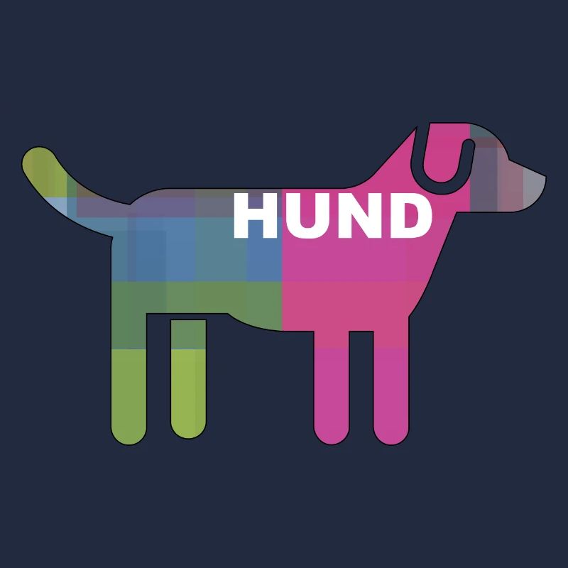 Hund mit Schriftzug