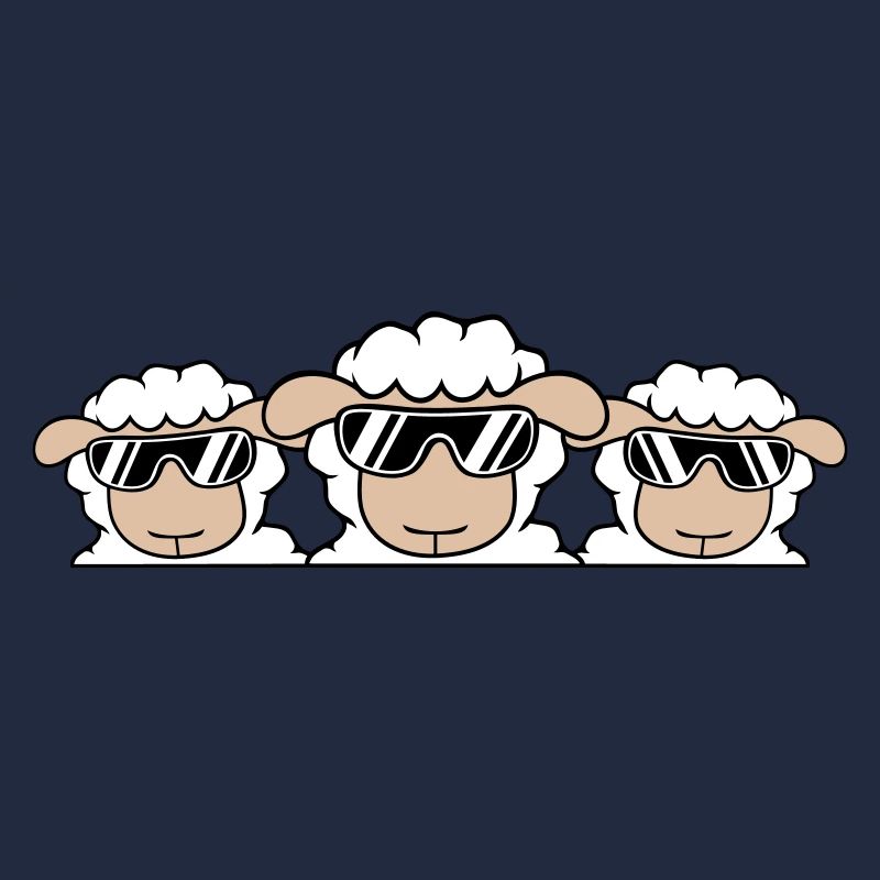 3 DJ Schafe Hinter Zaun Mauer Sonnenbrille Freunde