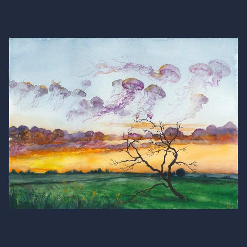 Méduse Dans Le Ciel, Romance, Aquarelle