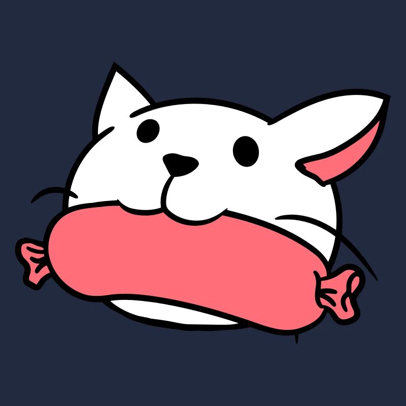 Cute Cat Eats Sausage Mouth Eats Sausage Head