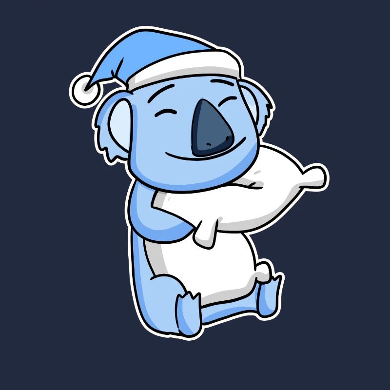 Koala with pillow and sleeping cap