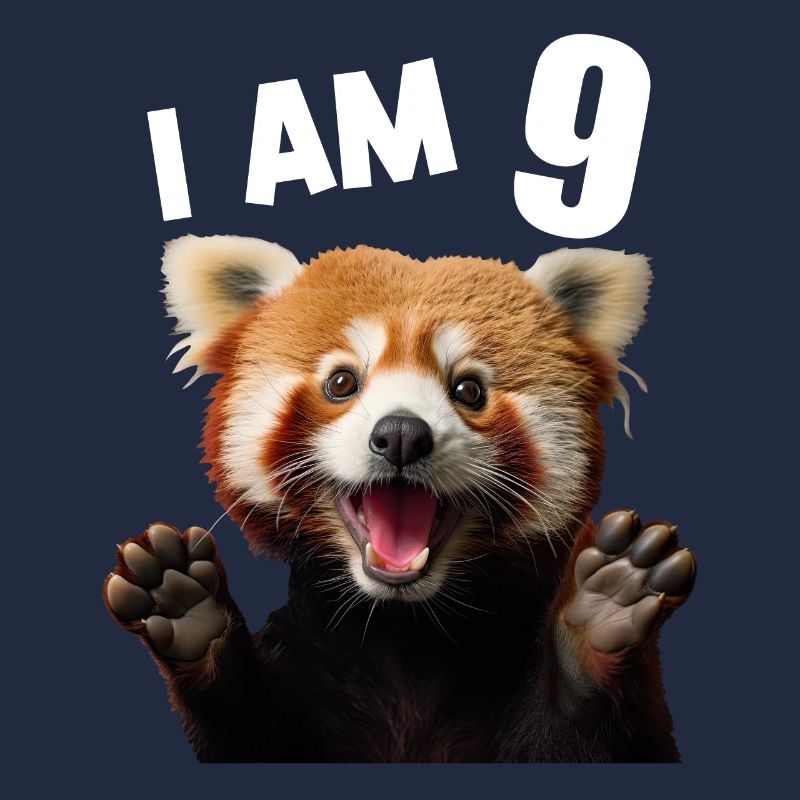 9 ans de 9 ans de 9e anniversaire du petit panda panda roux