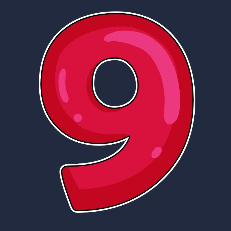NINE - 9 - Digit red