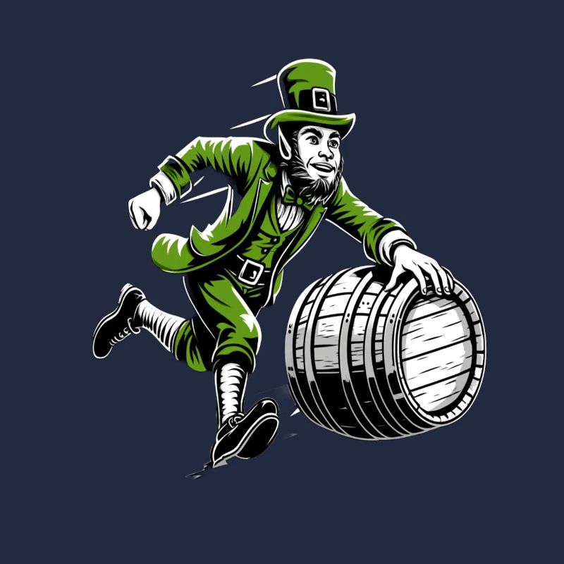 Fassschiebender Leprechaun (Irischer Kobold)