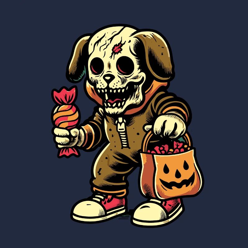 Untote Zombie Hund Süßes Oder Saures Halloween