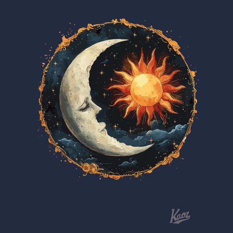 La lune endormie, le soleil et les étoiles
