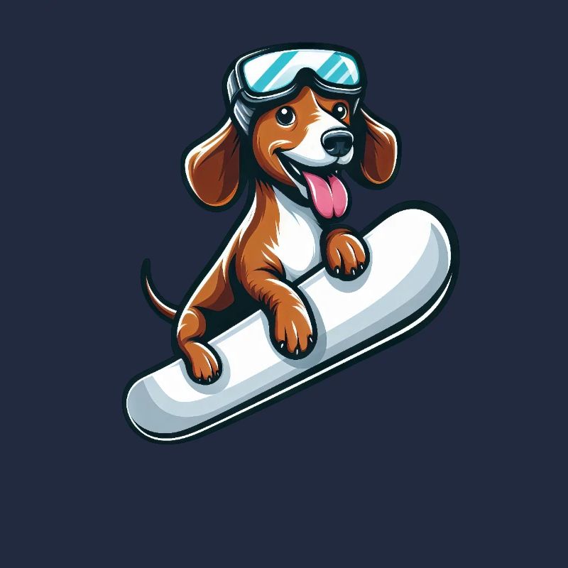 Dackel Hund Snowboard Comics Winterspaß
