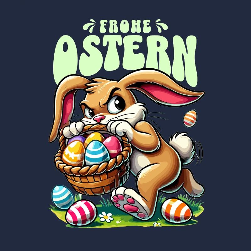 Happy Easter funny bunny with eggs