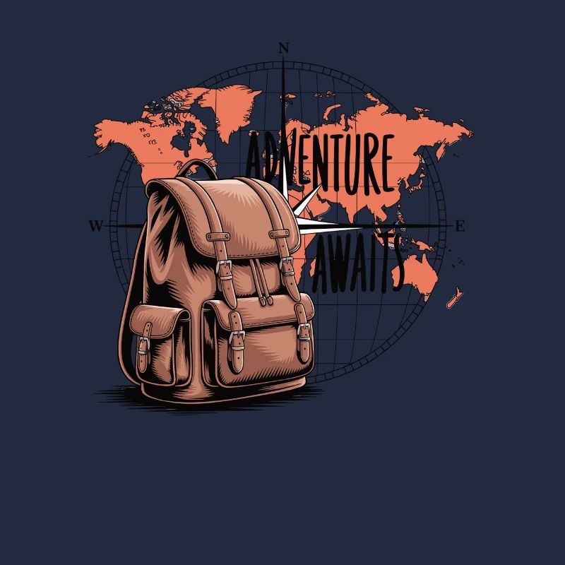 Adventure Awaits – Compass & Backpack