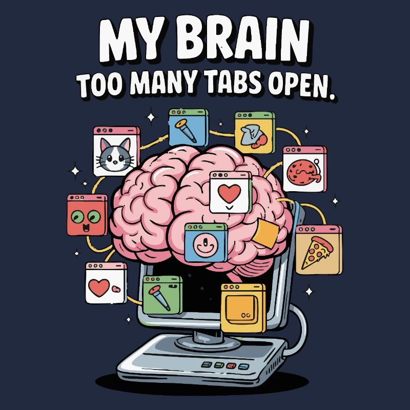 Too Many Tabs – ADD Brain Cartoon Design