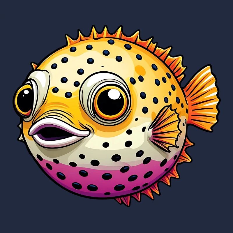 Poisson-globe coloré riant joyeux