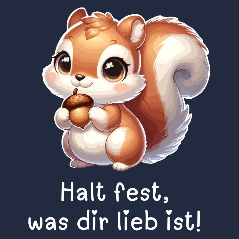 Süßes Eichhörnchen mit einer Nuss in den Händen