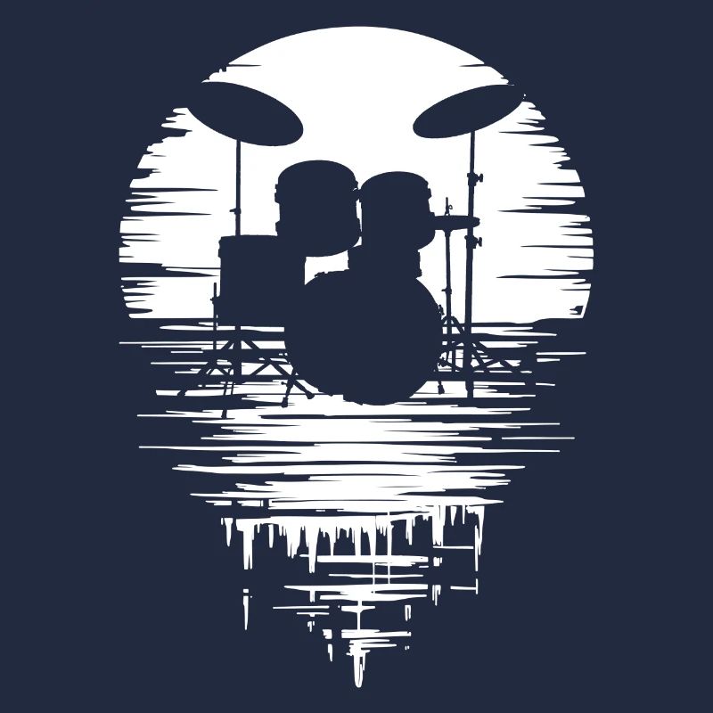 Drumset Silhouette Drums with Reflection