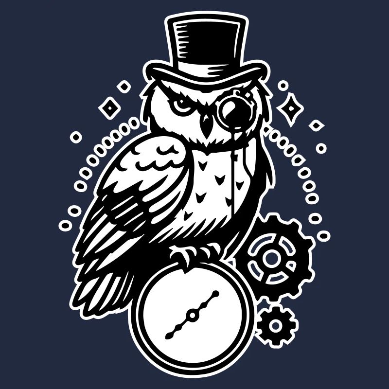Conception de hibou et d’horloge steampunk
