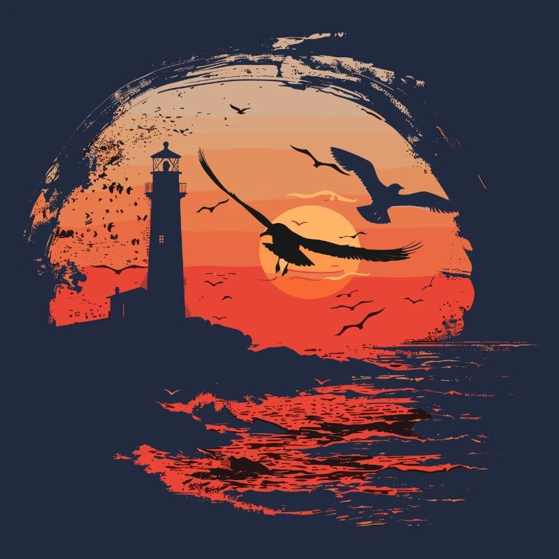 Möwe Seevogel Leuchtturm Sunset