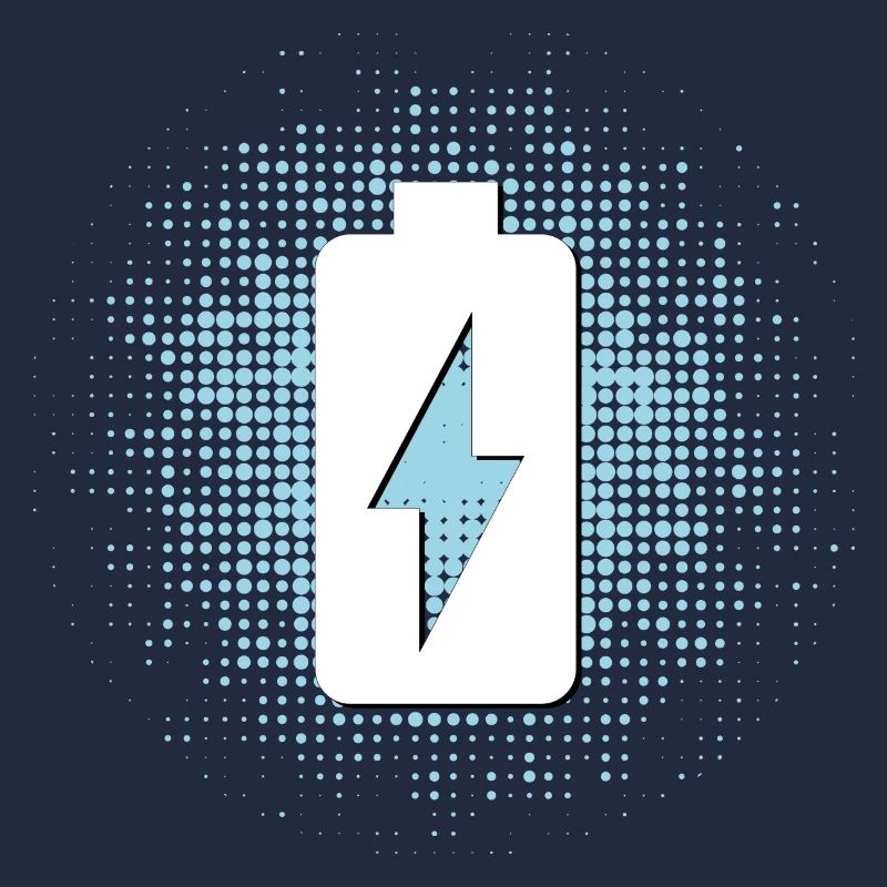 Battery symbol with dots background