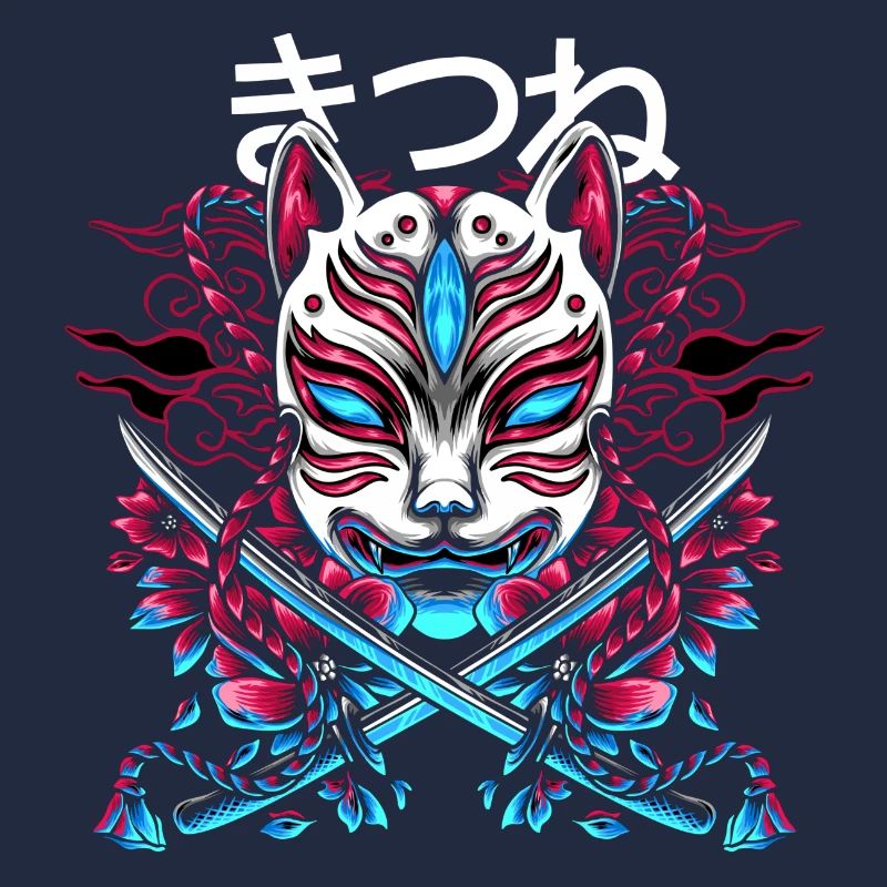 Démon japonais Style de chat avec les épées de Katana