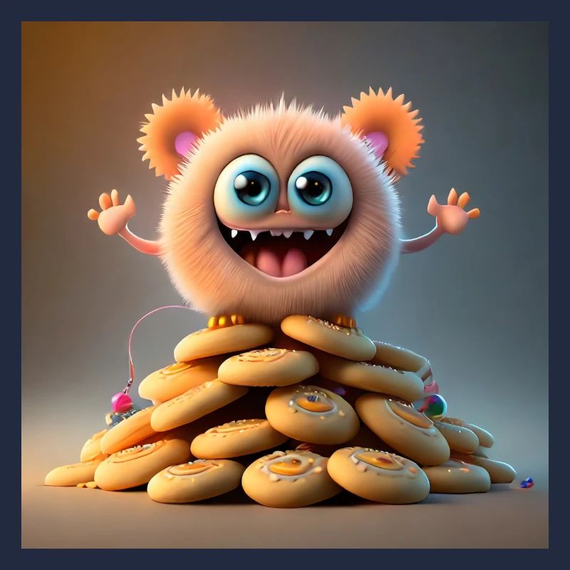 monstre mignon effrayant drôle effrayant assis sur un tas