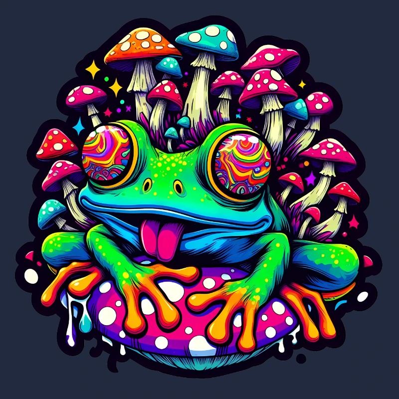 Grenouille psychédélique aux champignons
