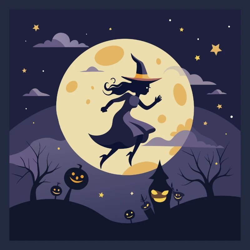 Witch in magical moonlight