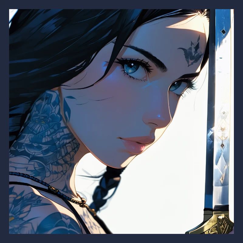 N-dless Nights: ragazza anime tatuata con una spada