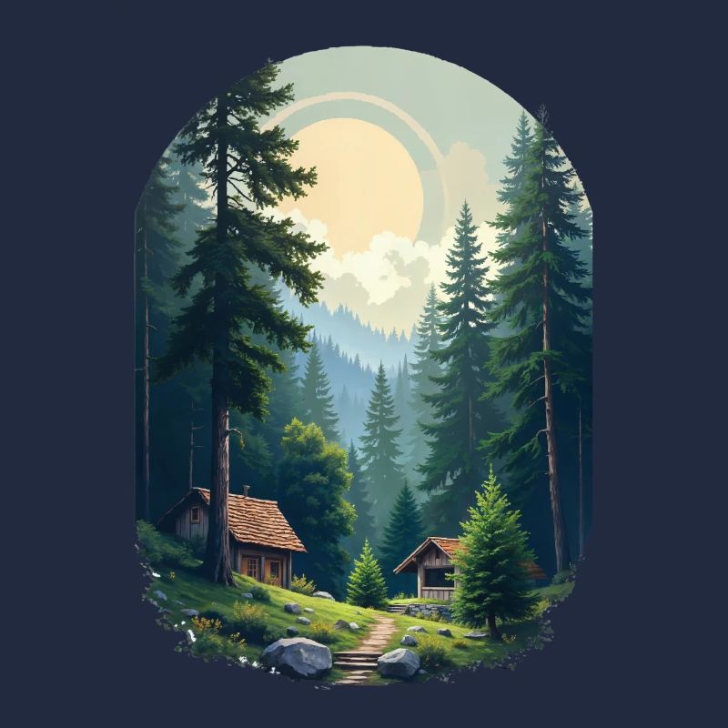 Cabane pixélisée dans les bois
