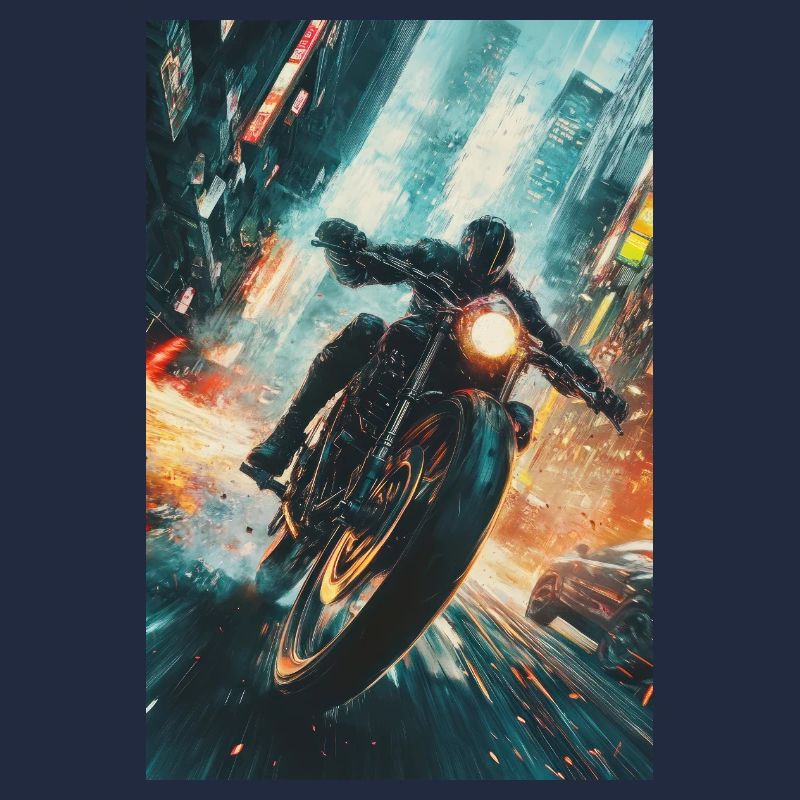 Cyberpunk Motorcycle Chase
