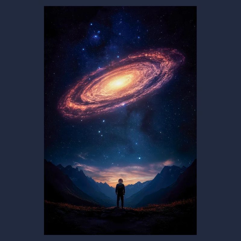 Sternengucker unter einer kosmischen Spirale