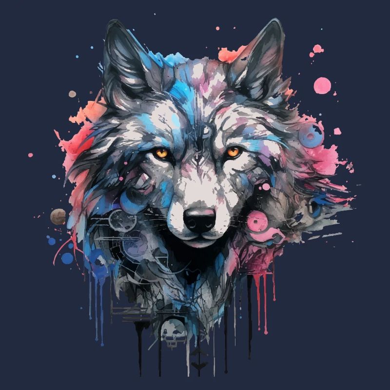 Wolf Design Wolfkopf in bunten Farben Wolfsrudel