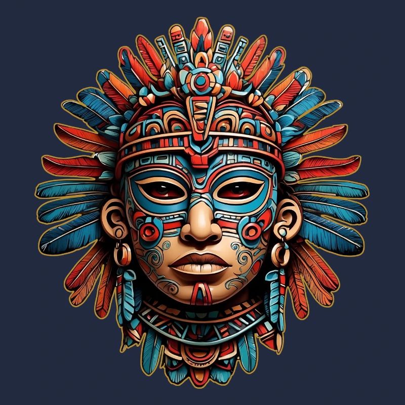 Sculpté orné aztèque, maya, masque inca