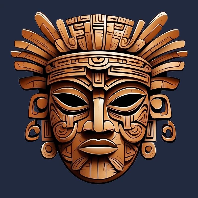 Sculpté orné aztèque, maya, masque inca