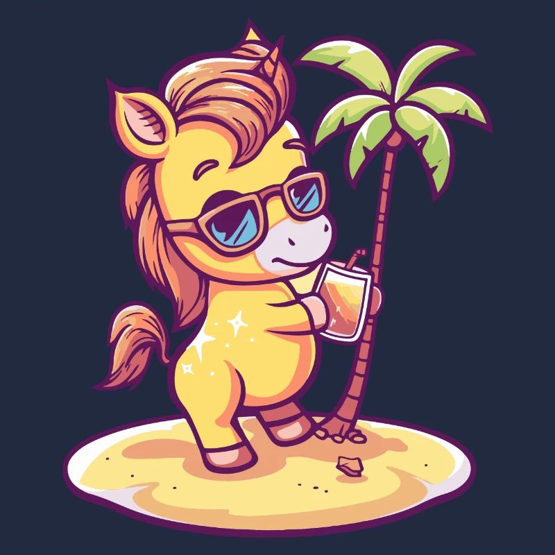 Pferd Sommer Strand Comic