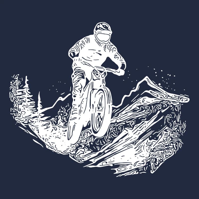 Mountain biker forest path mountain downhill