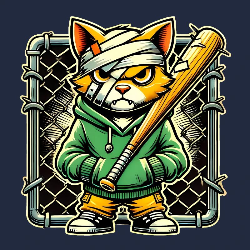 Chat féroce avec chauve-souris Conception graphique