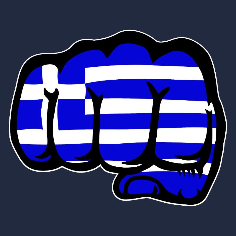 Grèce drapeau main poing