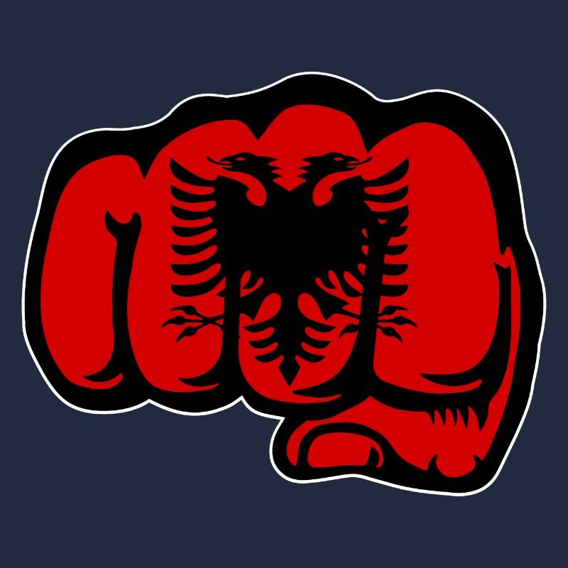 Drapeau de l’Albanie poing de main
