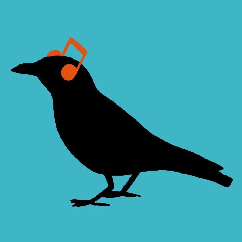 Headphones Notes de casques écouteurs oiseau Raven