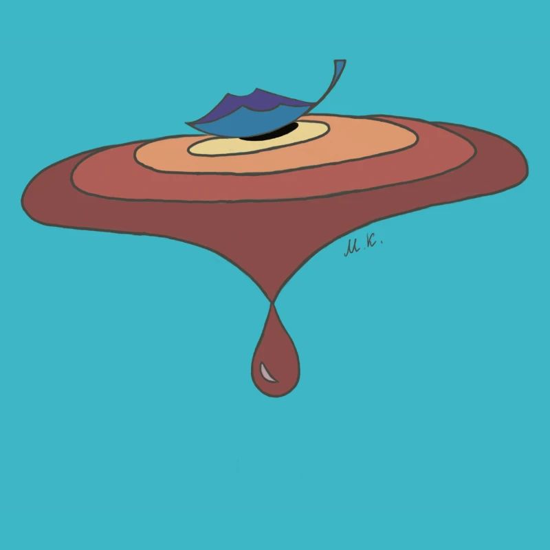 Feuille sur l’eau avec des gouttes