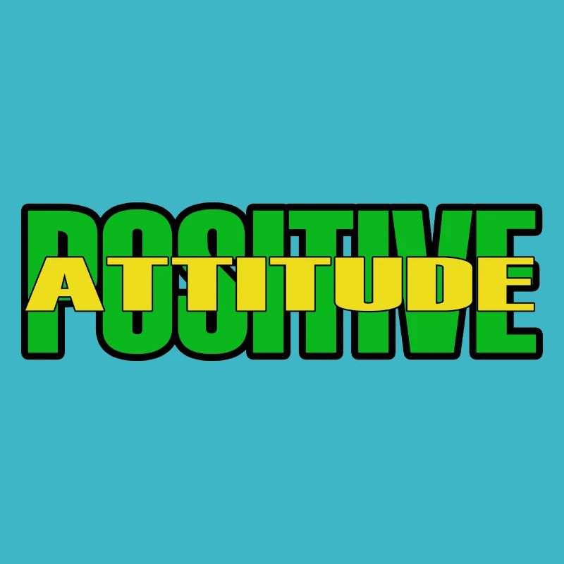 ATTITUDE POSITIVE - Texte vert/jaune