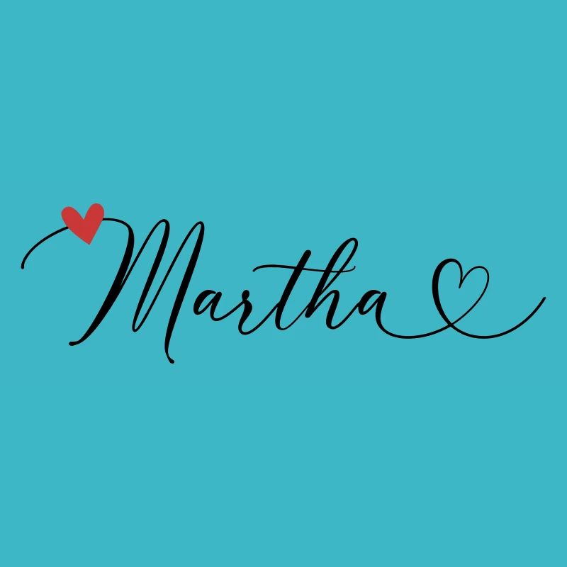 Martha Last name First name Calligraphy heart