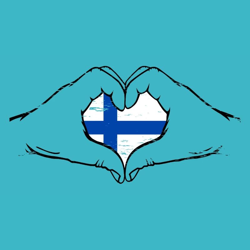 Drapeau finlandais coeur utilisé