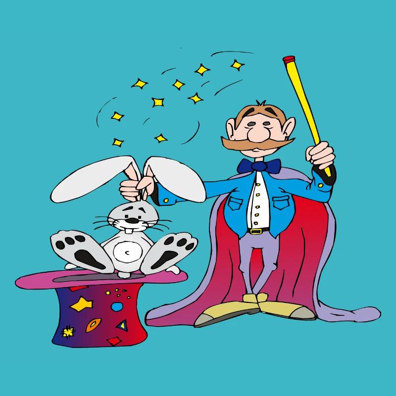 Le magicien sort le lapin du chapeau