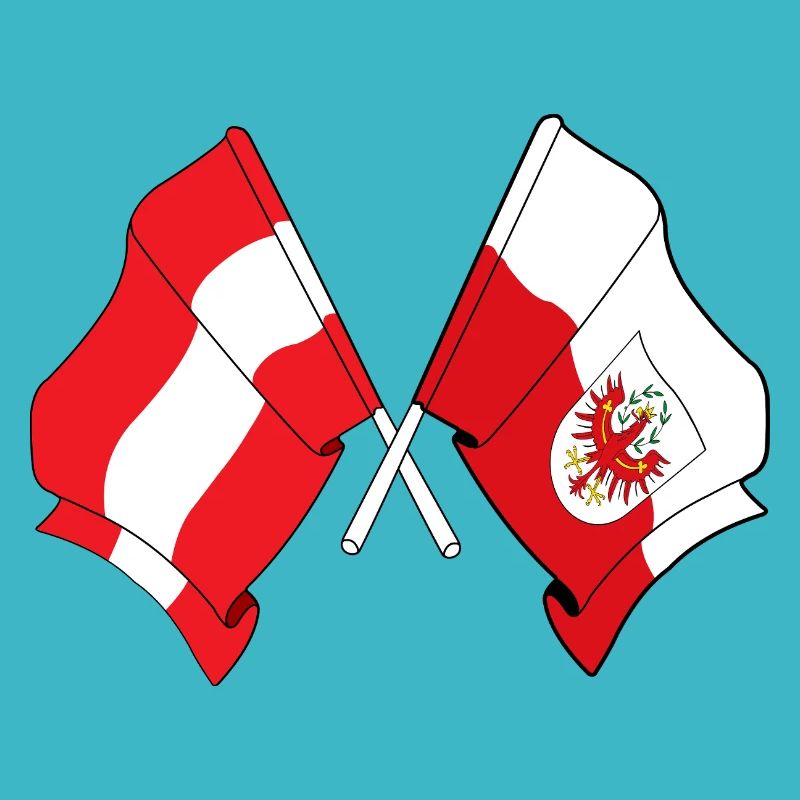 Austria & Tyrol Flag Crossed
