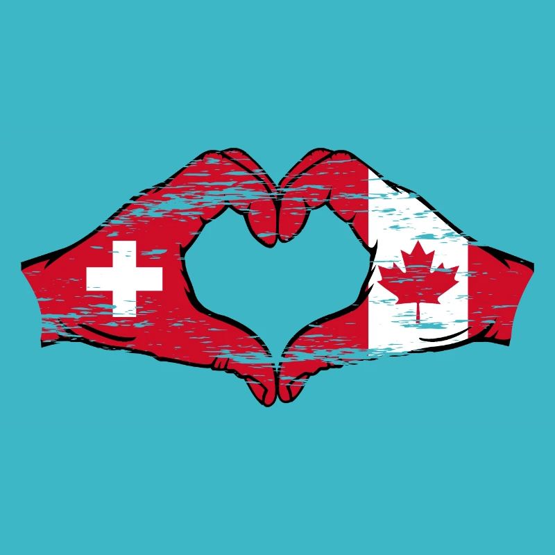 Suisse Canada Drapeau Mains Coeur Forme Utilisé
