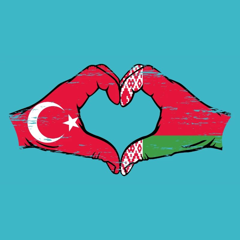 Turquie Biélorussie drapeau mains coeur utilisé