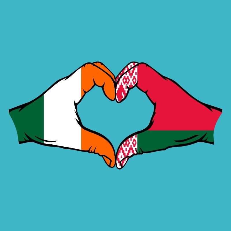 Irlande Biélorussie drapeau mains coeur forme
