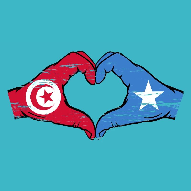 Tunisie Somalie drapeau mains forme de coeur utilisé