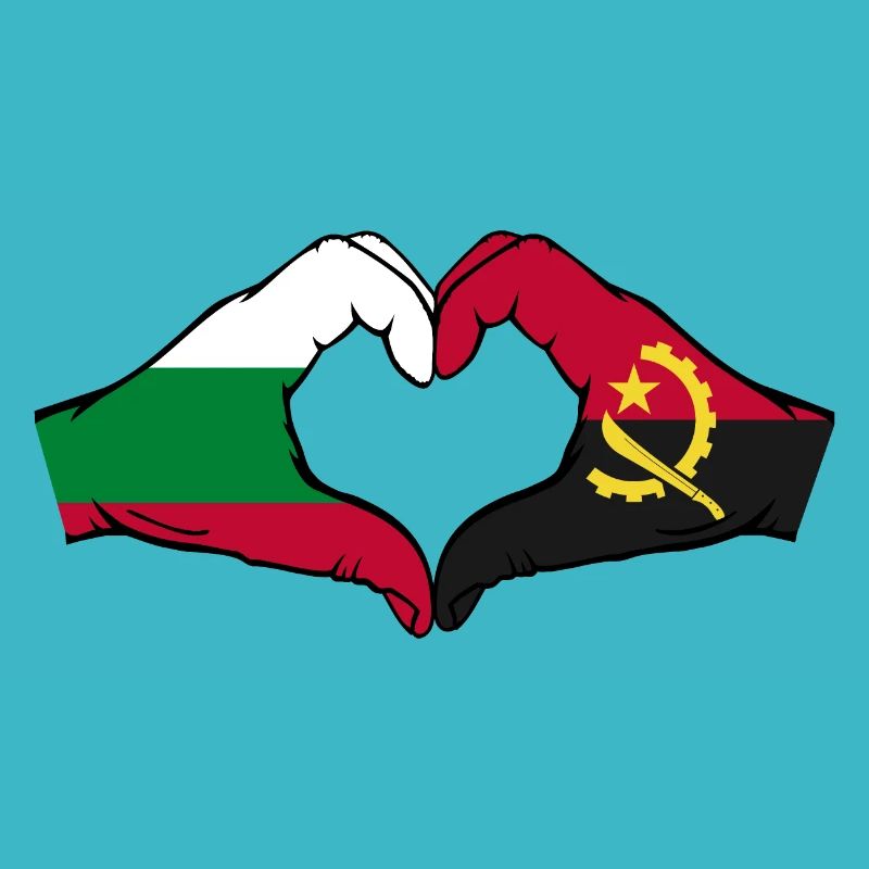 Bulgaria Angola Flag Hands Heart Shape